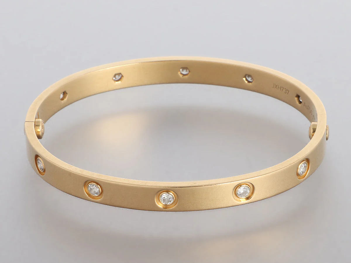 Cartier 18K Yellow Gold 10 Diamond Love Bracelet 18 - Image 4