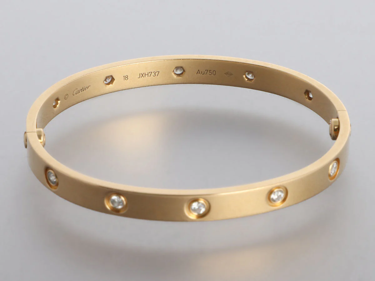 Cartier 18K Yellow Gold 10 Diamond Love Bracelet 18 - Image 5