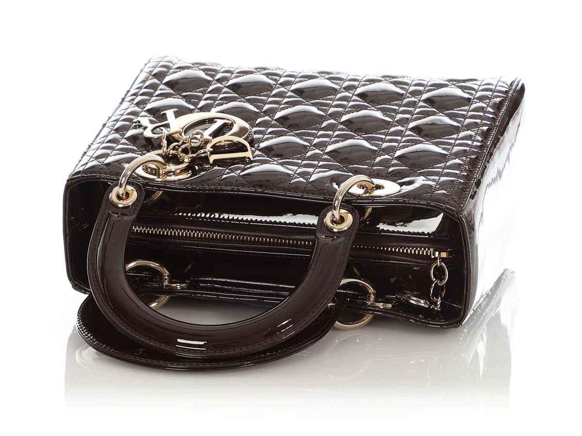 Dior Small Brown Patent Lady Dior - Image 7