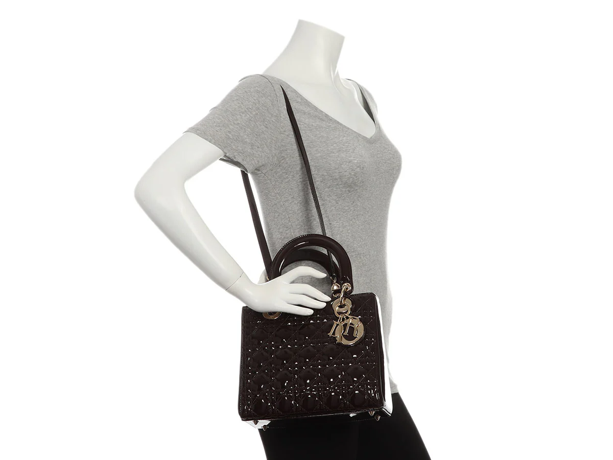 Dior Small Brown Patent Lady Dior - Image 9