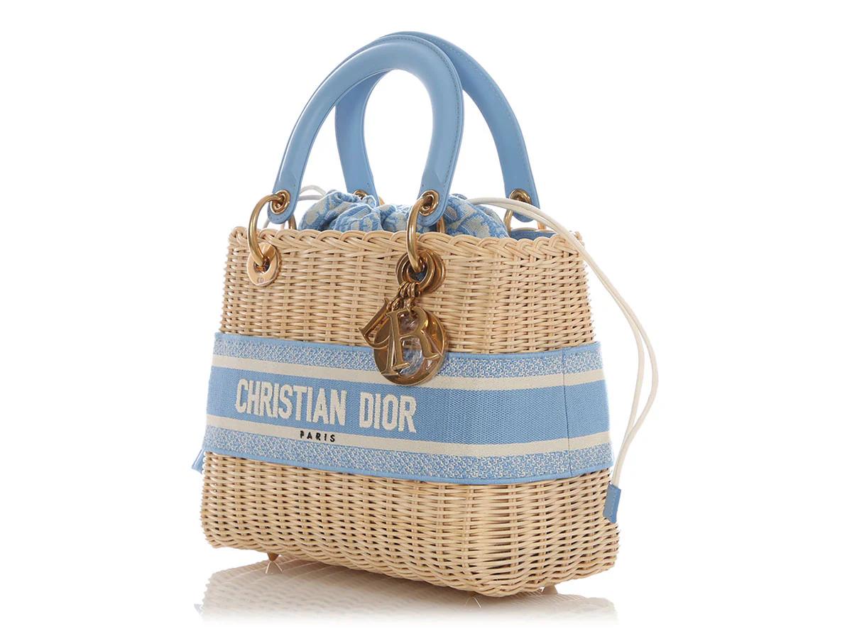 Dior Medium Cornflower Blue Wicker Oblique Lady Dior - Image 3