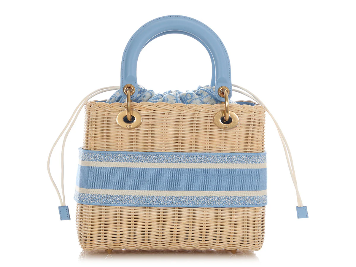 Dior Medium Cornflower Blue Wicker Oblique Lady Dior - Image 4