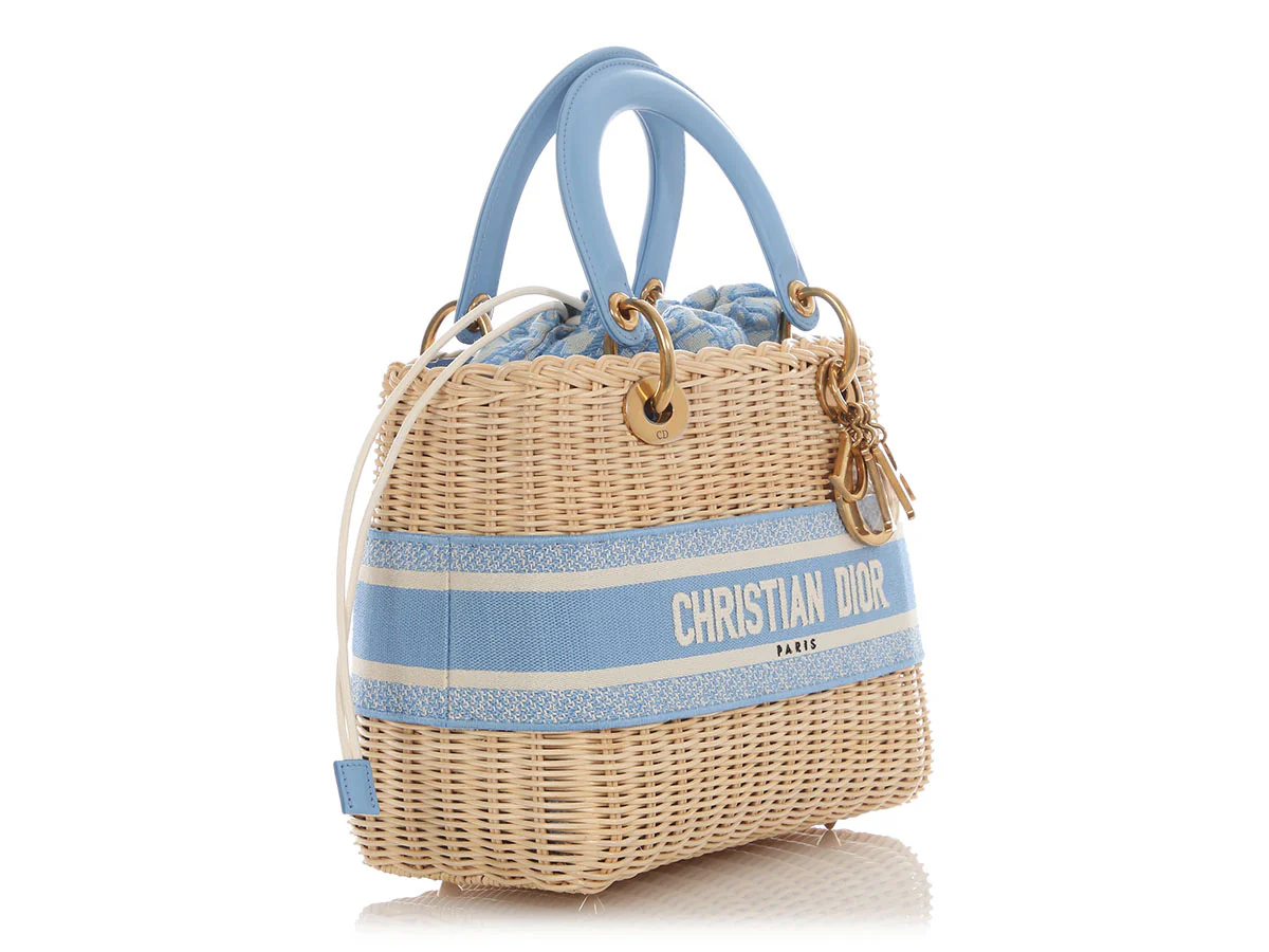 Dior Medium Cornflower Blue Wicker Oblique Lady Dior - Image 5