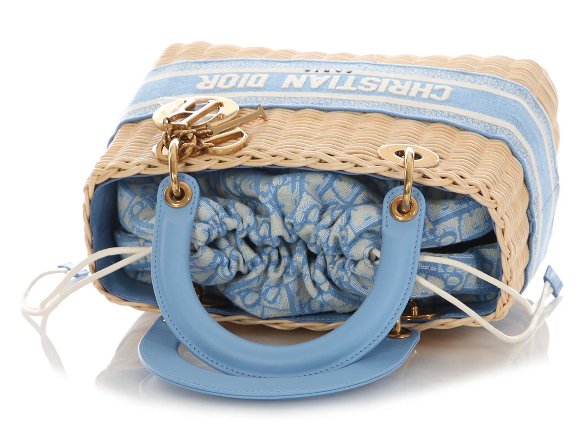 Dior Medium Cornflower Blue Wicker Oblique Lady Dior - Image 7