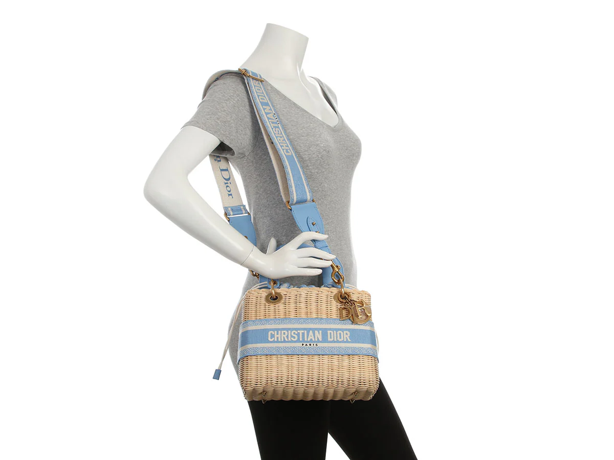 Dior Medium Cornflower Blue Wicker Oblique Lady Dior - Image 9
