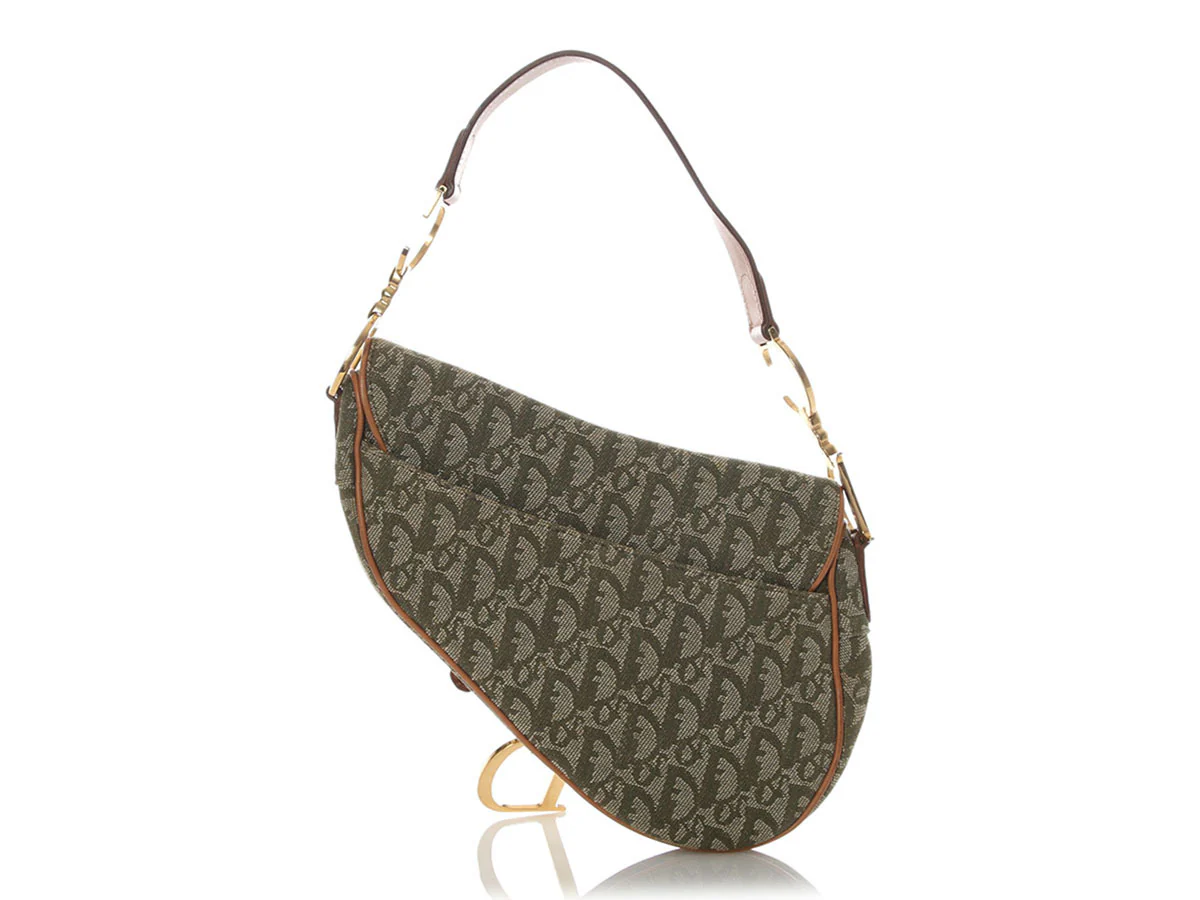 Dior Green Monogram Canvas Saddle Bag - Image 4