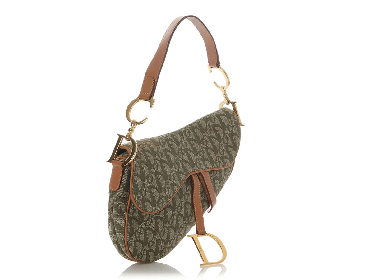 Dior Green Monogram Canvas Saddle Bag - Image 5