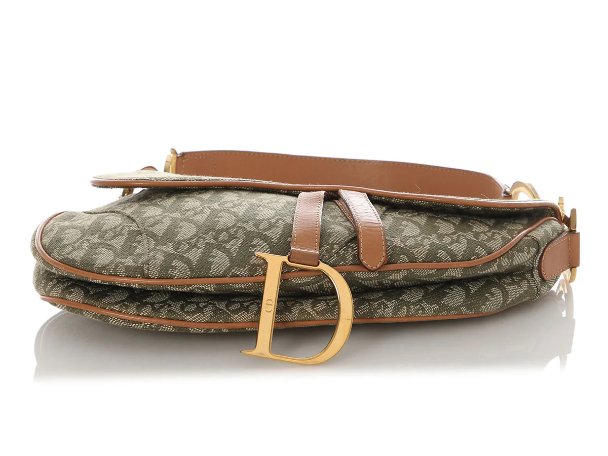Dior Green Monogram Canvas Saddle Bag - Image 6