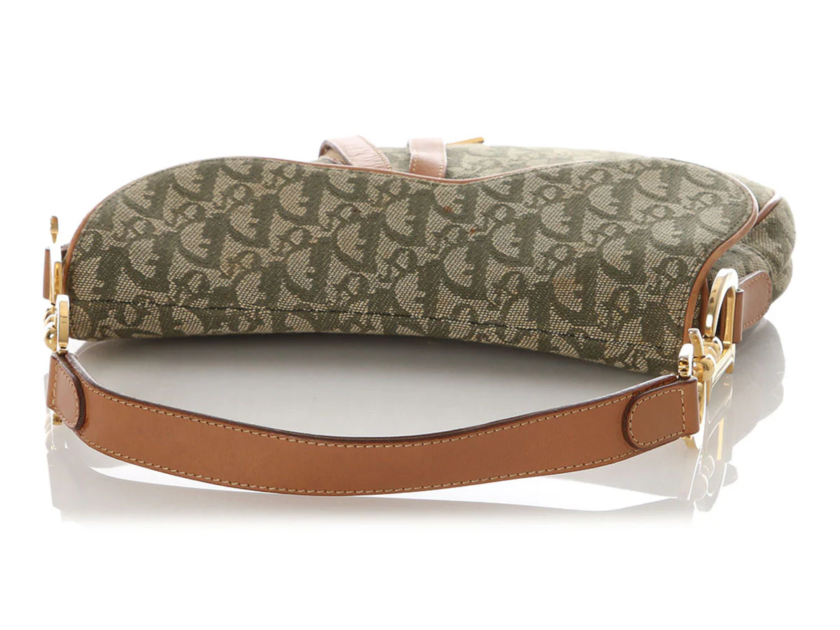 Dior Green Monogram Canvas Saddle Bag - Image 7
