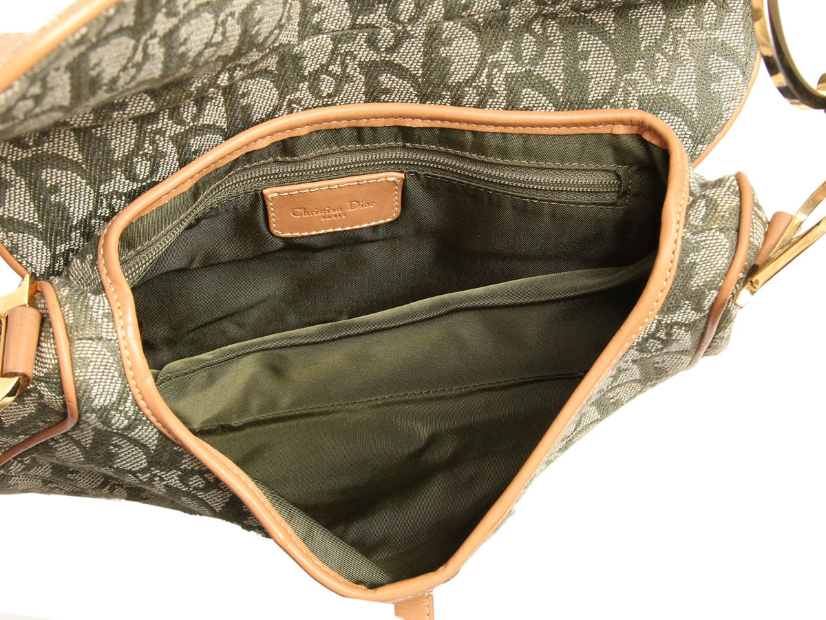Dior Green Monogram Canvas Saddle Bag - Image 8