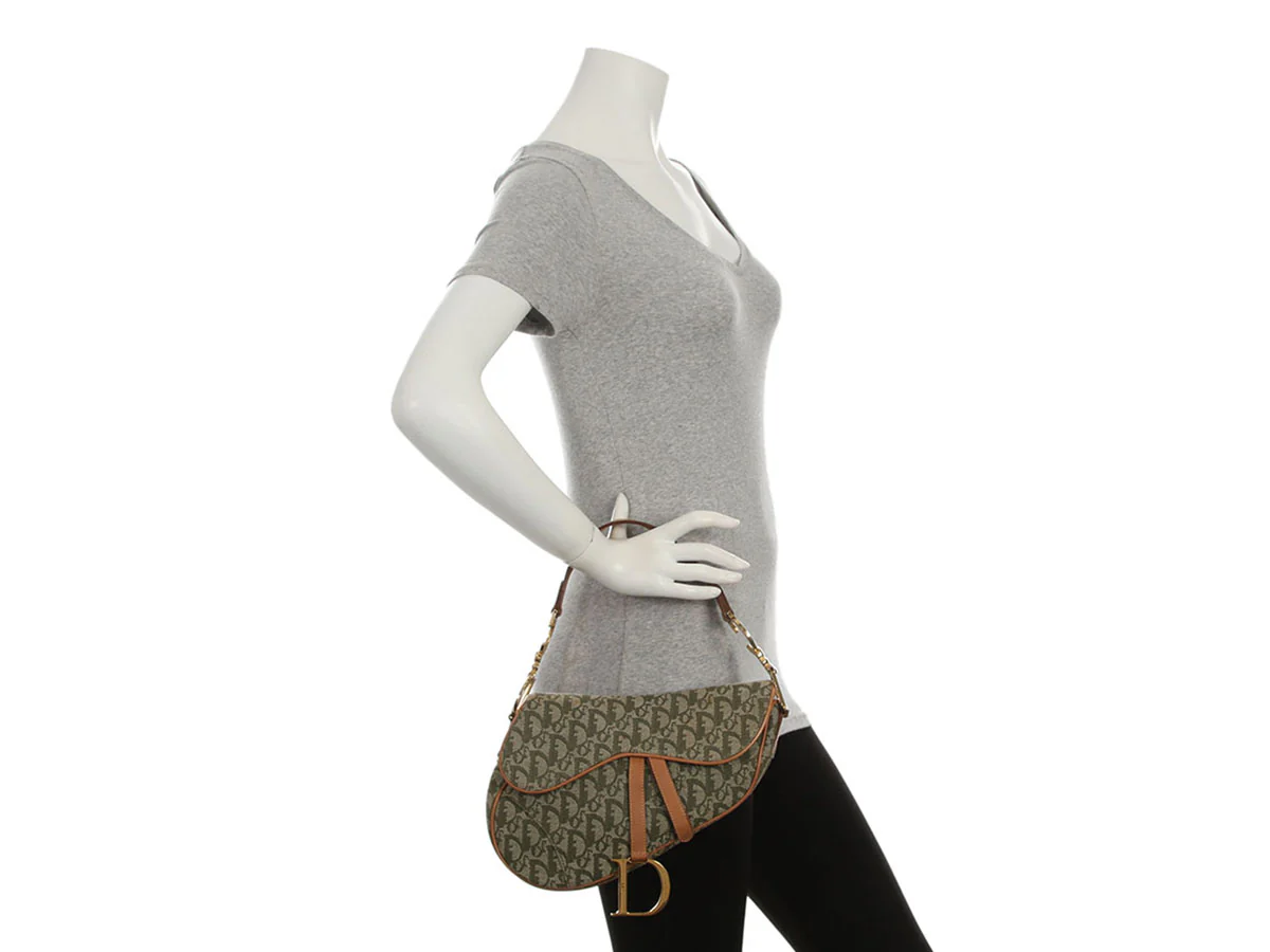 Dior Green Monogram Canvas Saddle Bag - Image 9