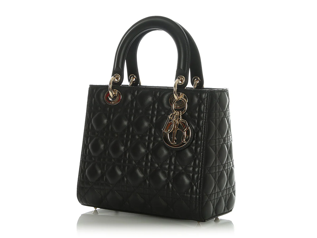 Dior Medium Black Lambskin Lady Dior - Image 3