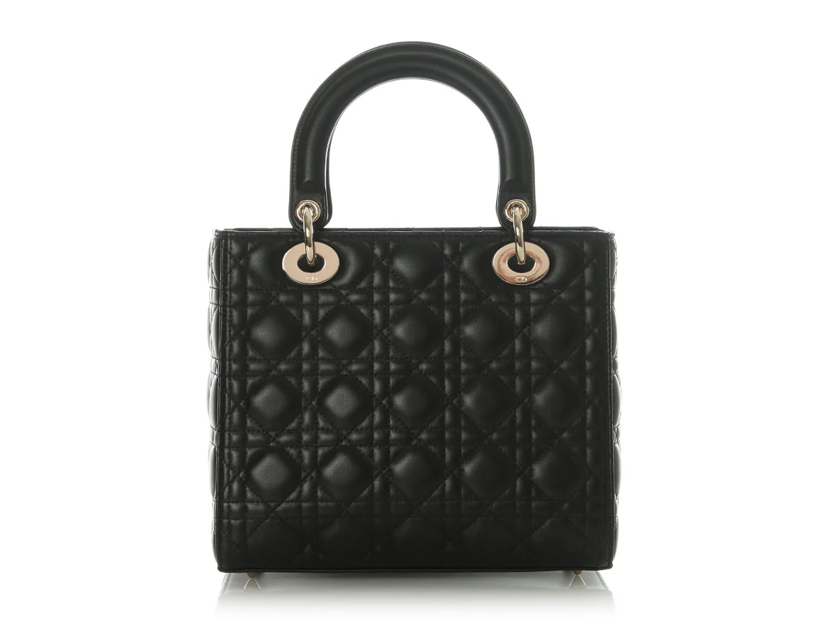 Dior Medium Black Lambskin Lady Dior - Image 4