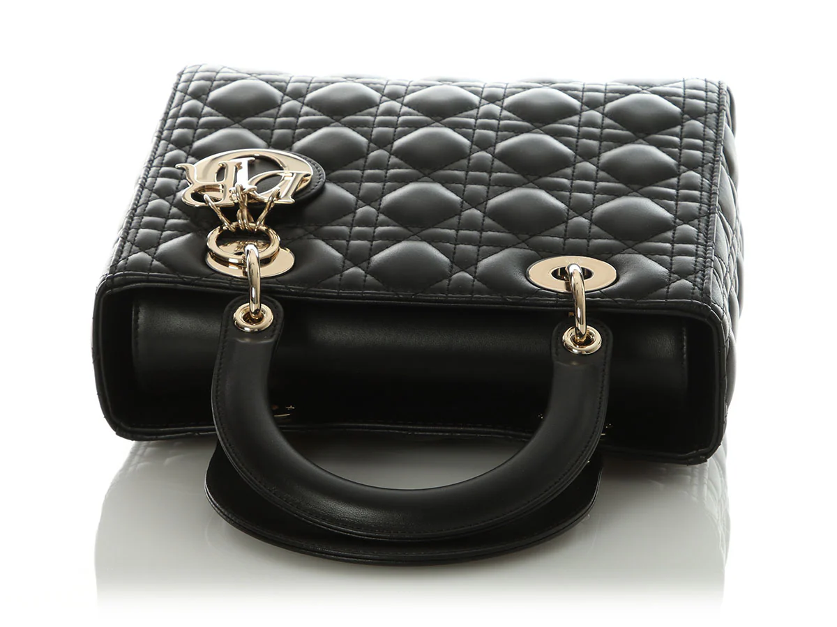 Dior Medium Black Lambskin Lady Dior - Image 7