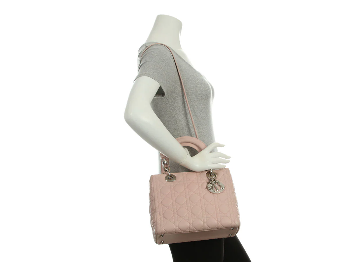 Dior Medium Pink Lambskin Lady Dior - Image 9