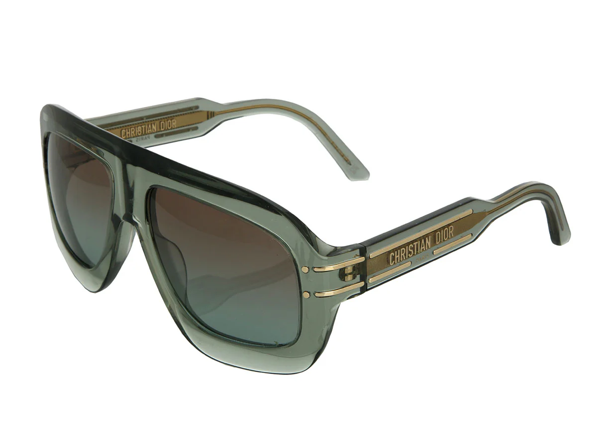 Dior Green Transparent Signature Aviator Sunglasses - Image 2
