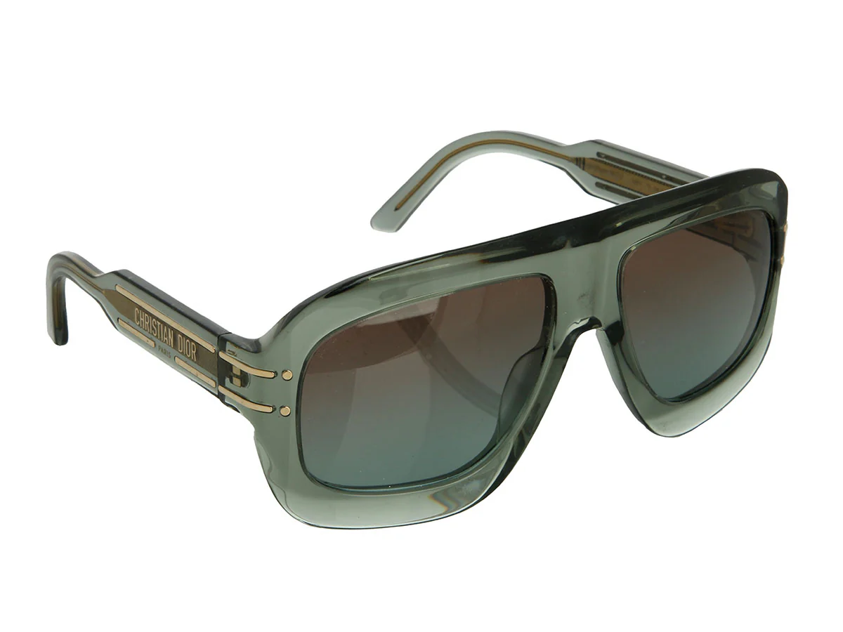 Dior Green Transparent Signature Aviator Sunglasses - Image 4