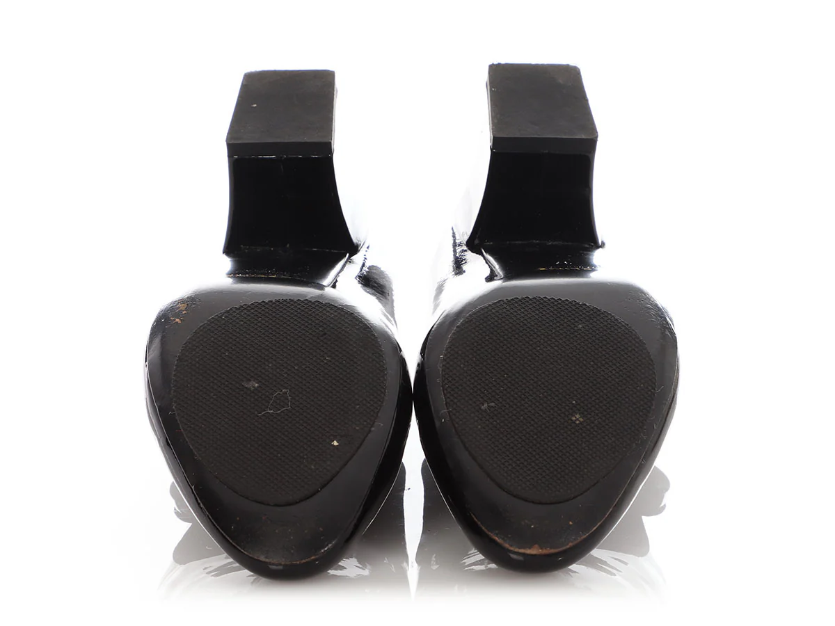 Celine Black Patent Babies T-Bar Pumps - Image 6