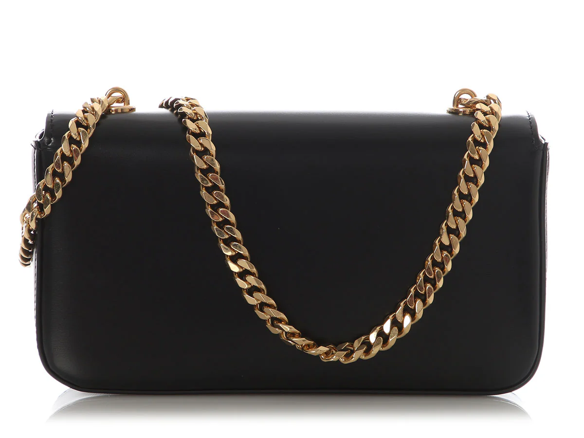 Celine Black Shiny Calfskin Claude Chain Shoulder Bag - Image 4