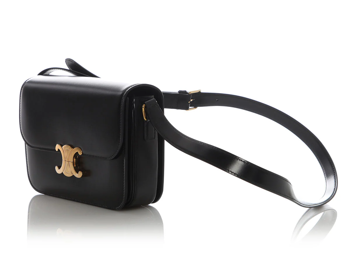 Celine Medium Black Shiny Calfskin Triomphe Bag - Image 3