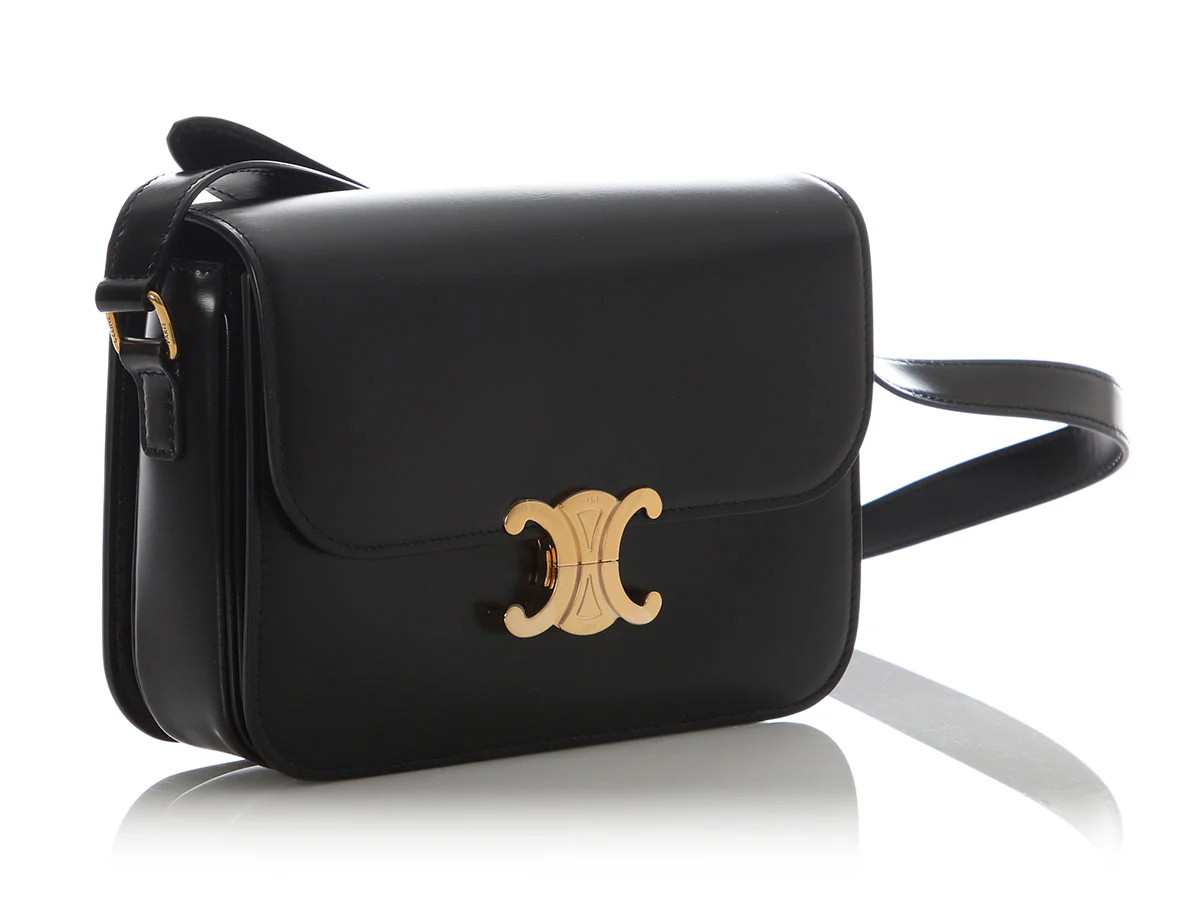 Celine Medium Black Shiny Calfskin Triomphe Bag - Image 5