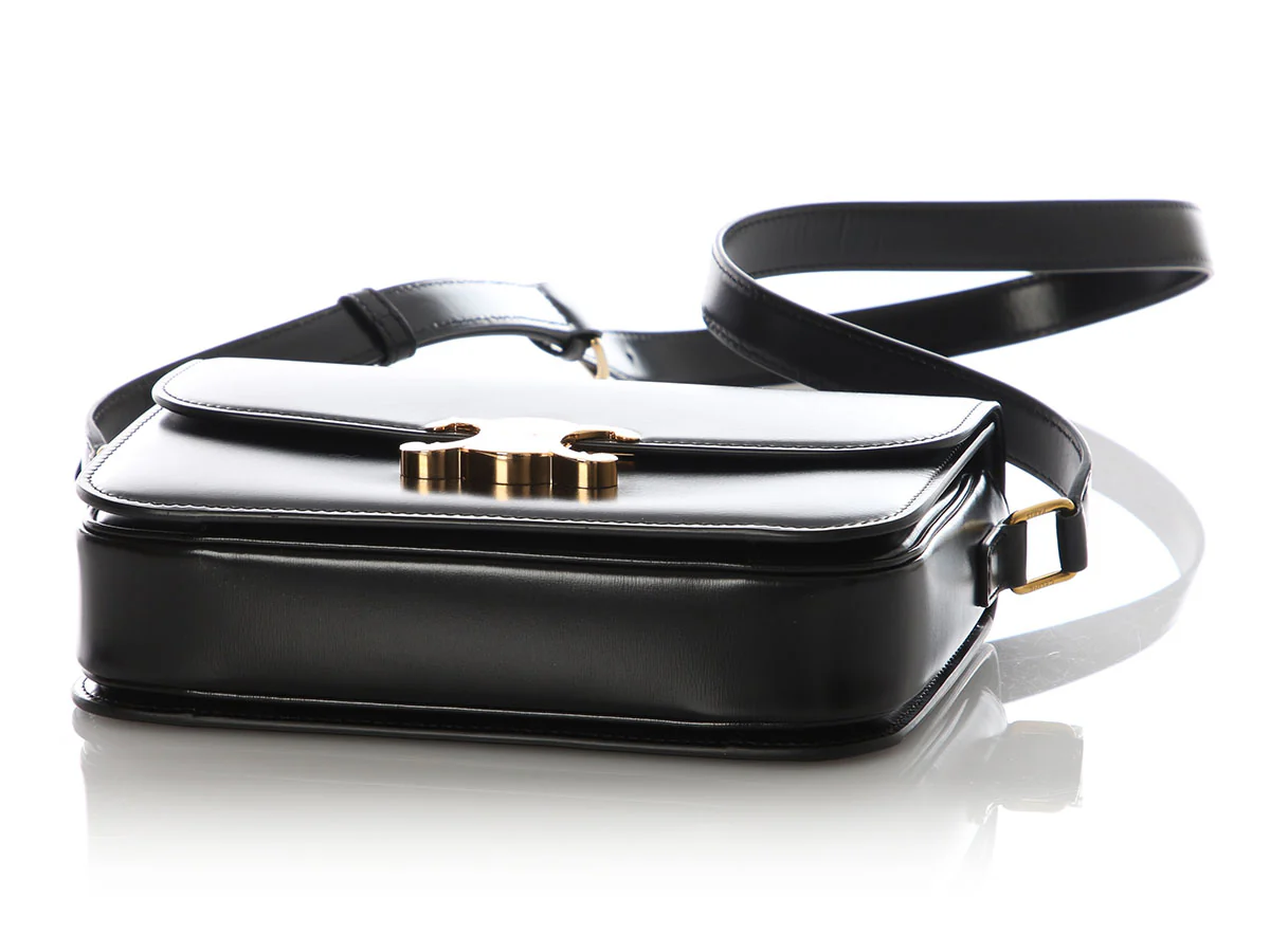 Celine Medium Black Shiny Calfskin Triomphe Bag - Image 6