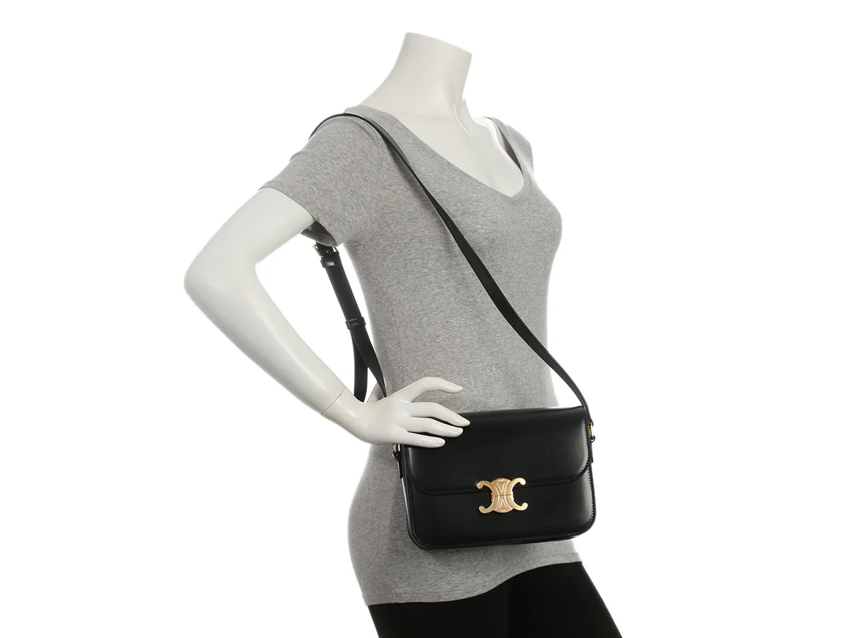 Celine Medium Black Shiny Calfskin Triomphe Bag - Image 9