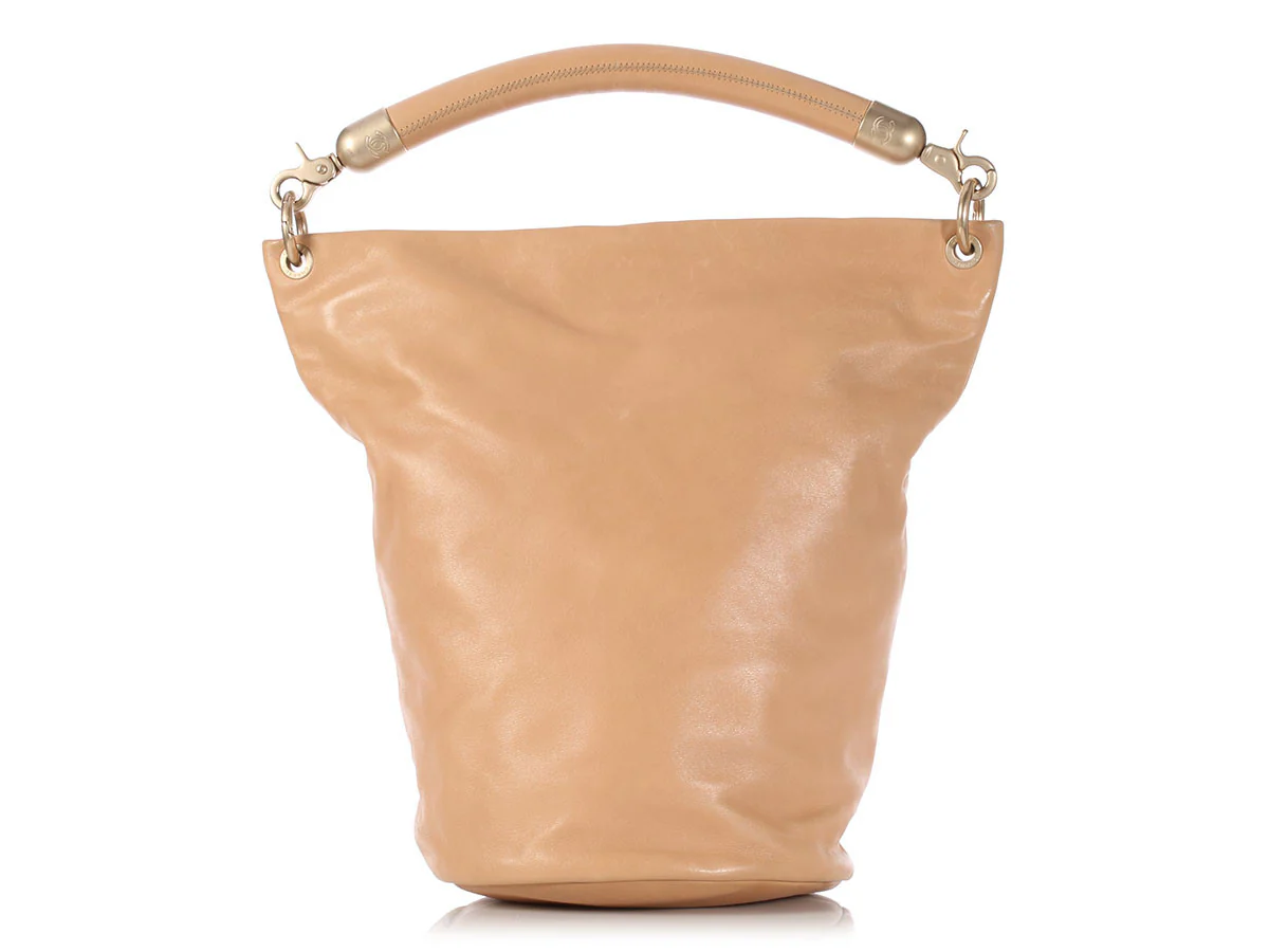 Chanel Tall Tan Bucket Bag - Image 4