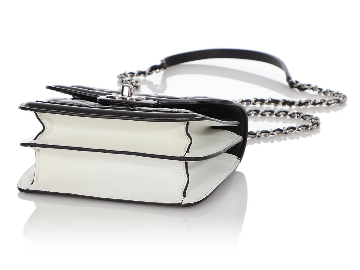 Chanel Mini Black and White Leather Citizen Flap - Image 7