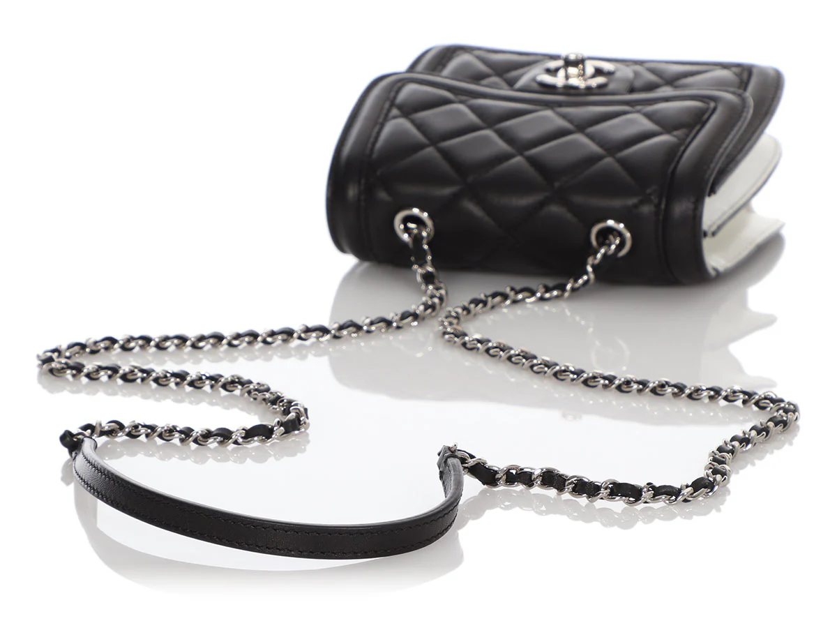 Chanel Mini Black and White Leather Citizen Flap - Image 8