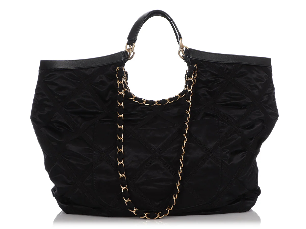 Chanel Maxi Black Nylon Shopping Tote - Image 5