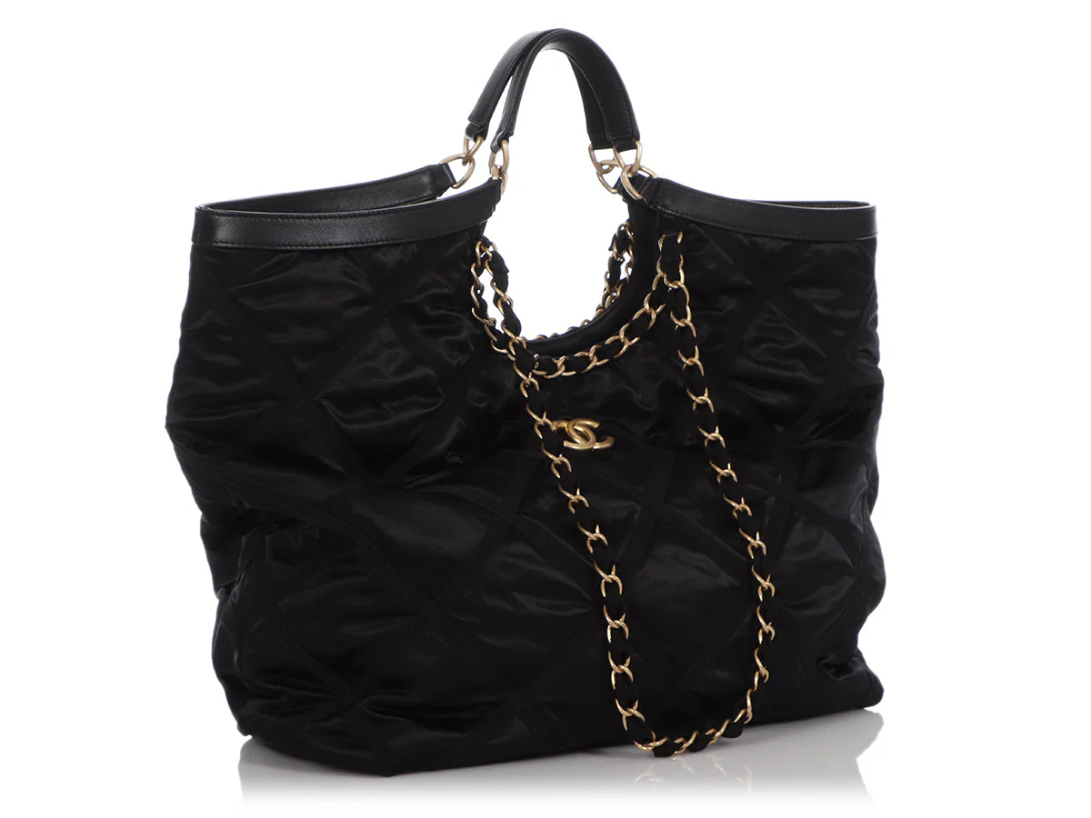 Chanel Maxi Black Nylon Shopping Tote - Image 6