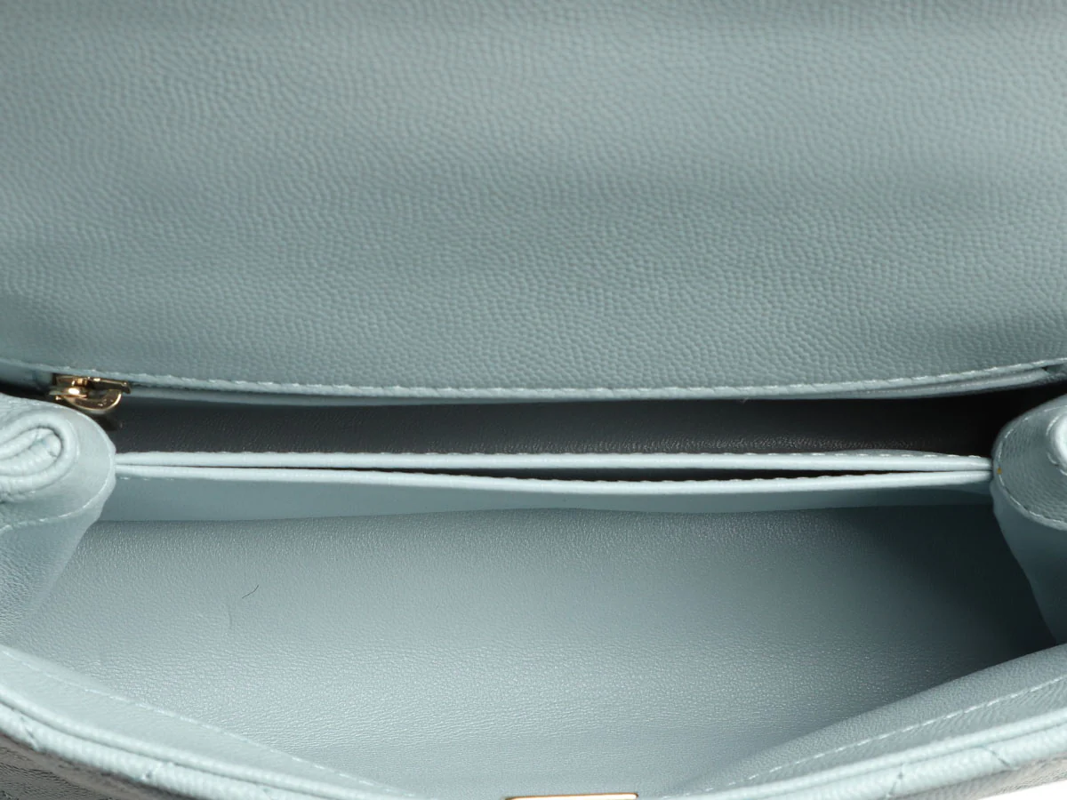 Chanel Mini Light Blue Quilted Caviar Coco Handle - Image 9