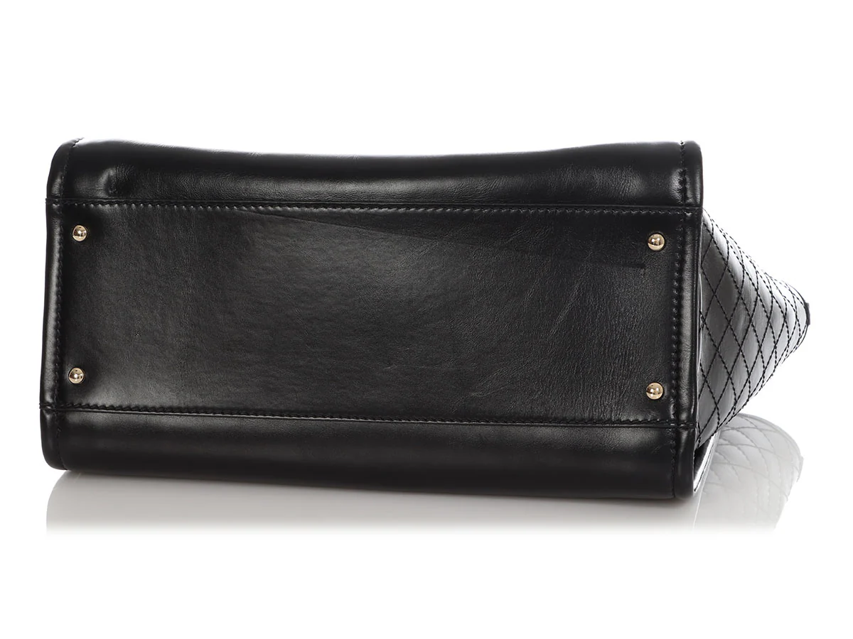 Chanel Large Black Leather Calfskin and Tweed Deauville Tote - Image 7
