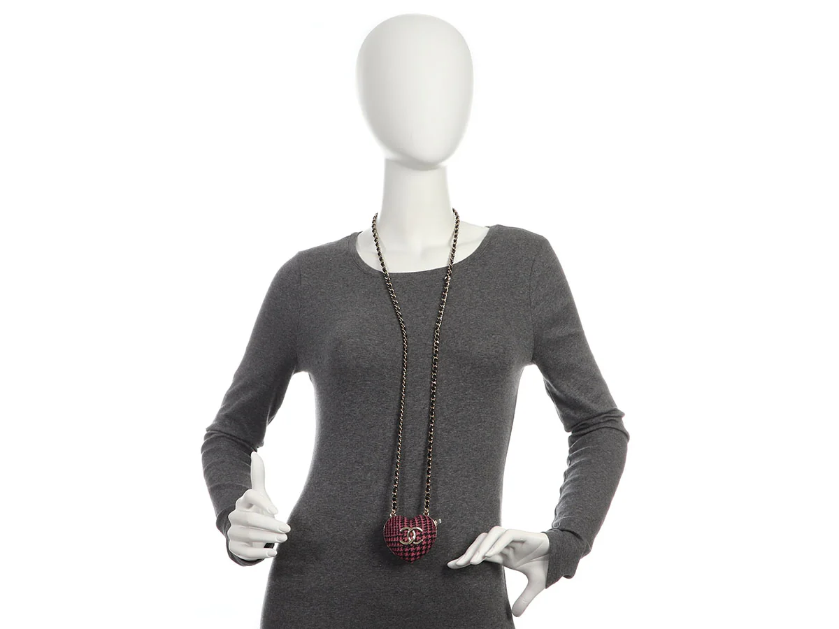 Chanel Purple and Black Tweed Heart Locket Necklace - Image 6