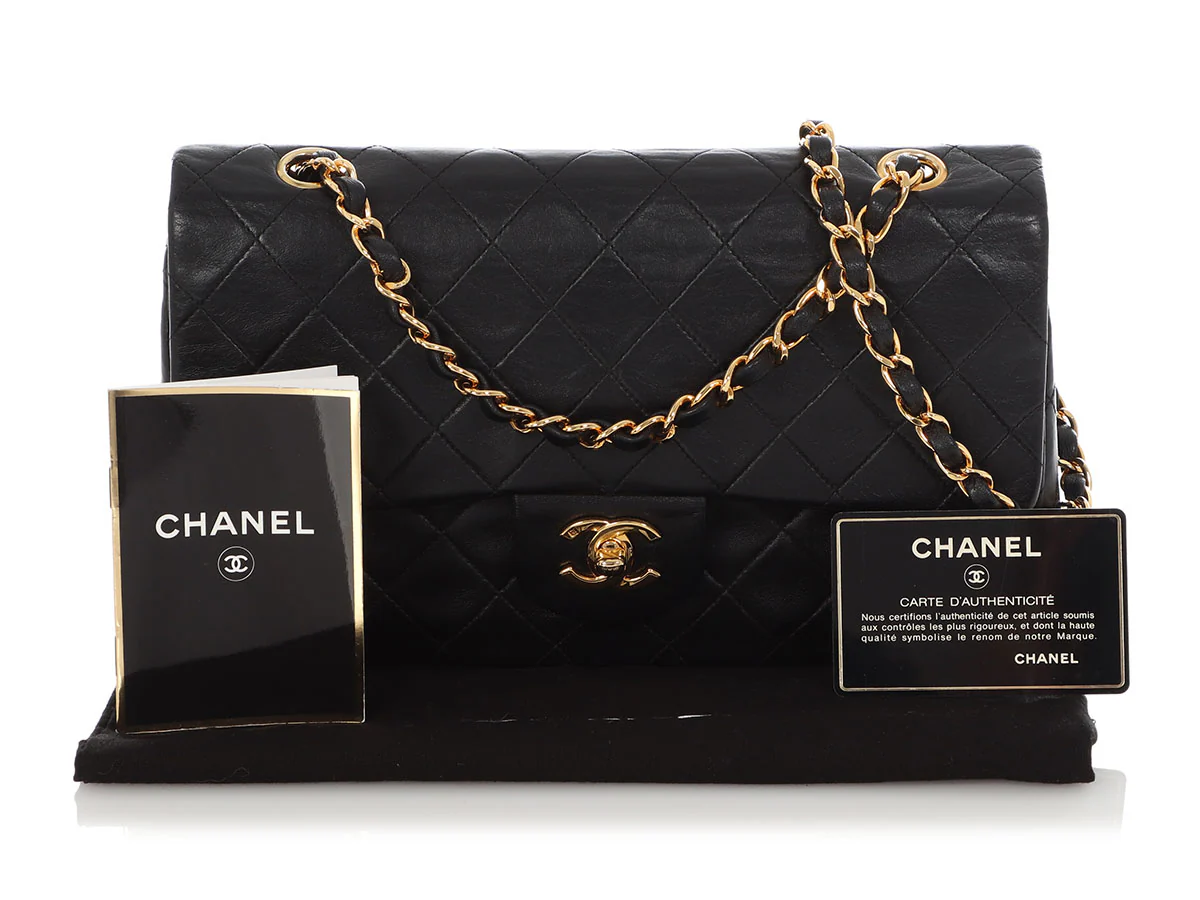 Chanel Vintage Medium/Large Black Quilted Lambskin Classic Double Flap - Image 2