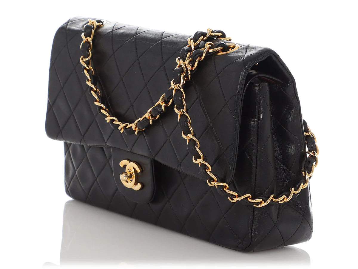 Chanel Vintage Medium/Large Black Quilted Lambskin Classic Double Flap - Image 4