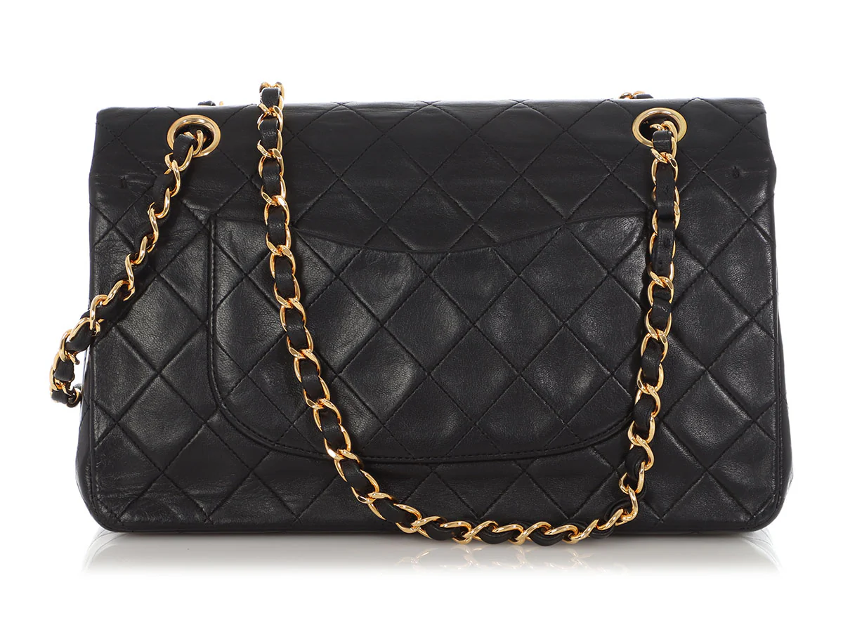 Chanel Vintage Medium/Large Black Quilted Lambskin Classic Double Flap - Image 5