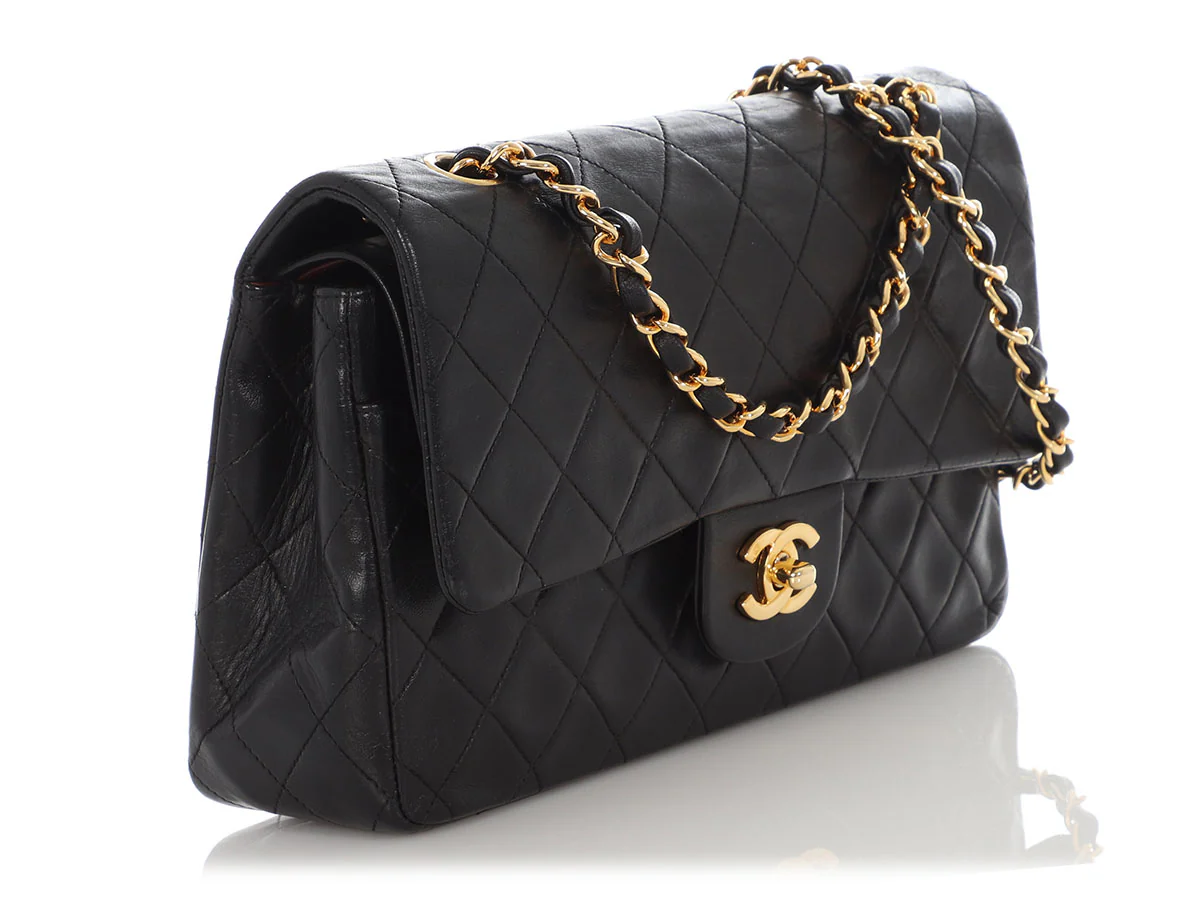 Chanel Vintage Medium/Large Black Quilted Lambskin Classic Double Flap - Image 6