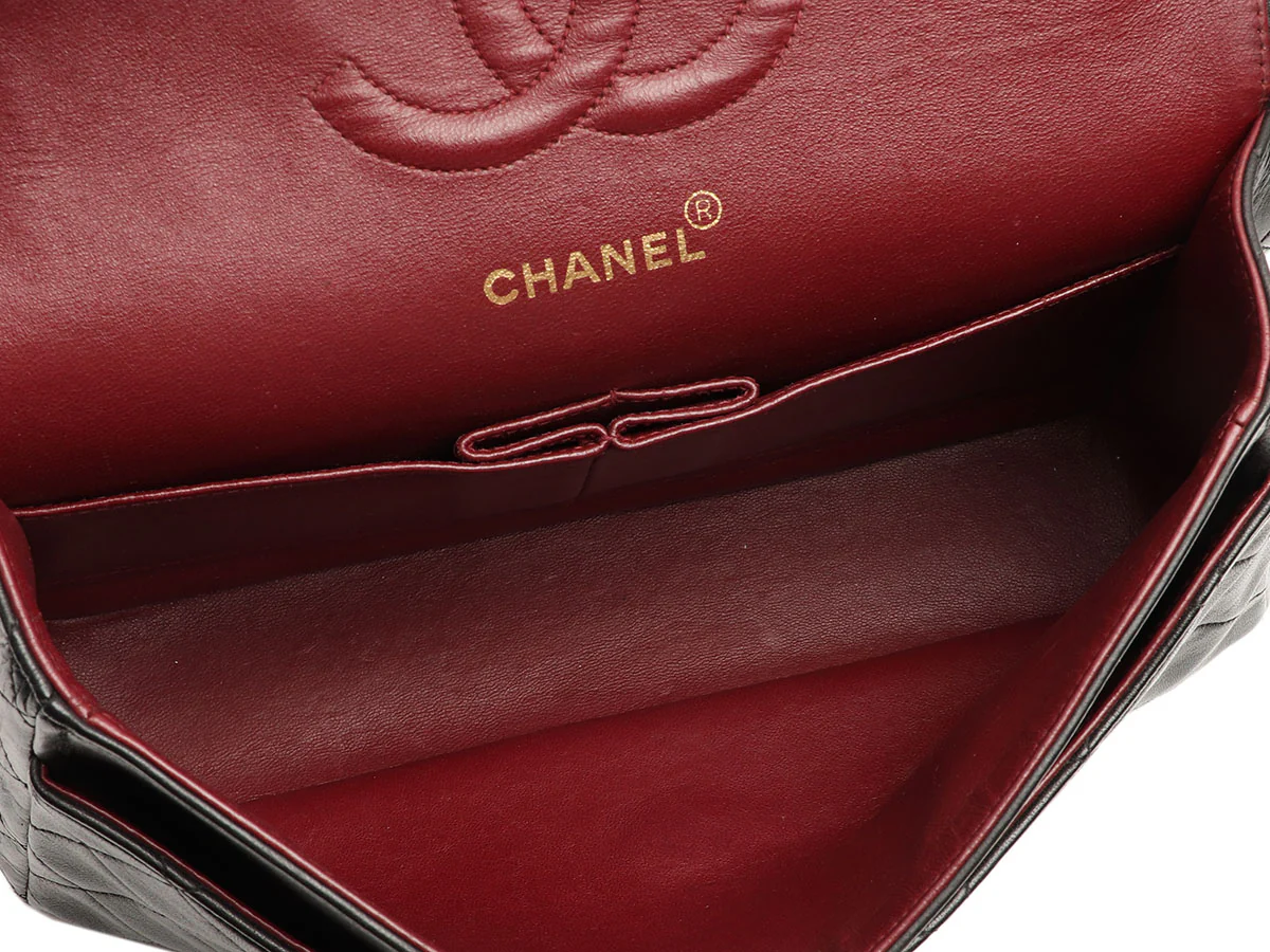 Chanel Vintage Medium/Large Black Quilted Lambskin Classic Double Flap - Image 9