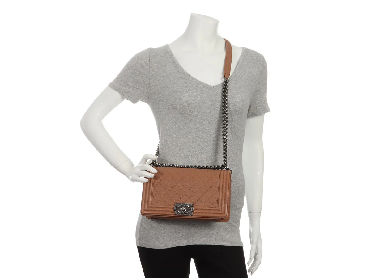 Chanel Old Medium Tan Caviar Boy Bag - Image 10