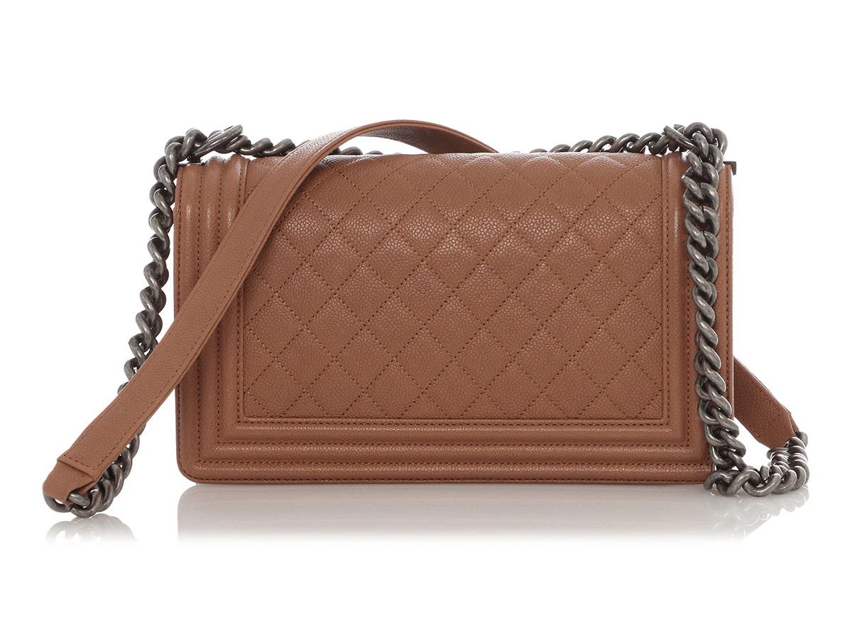 Chanel Old Medium Tan Caviar Boy Bag - Image 5