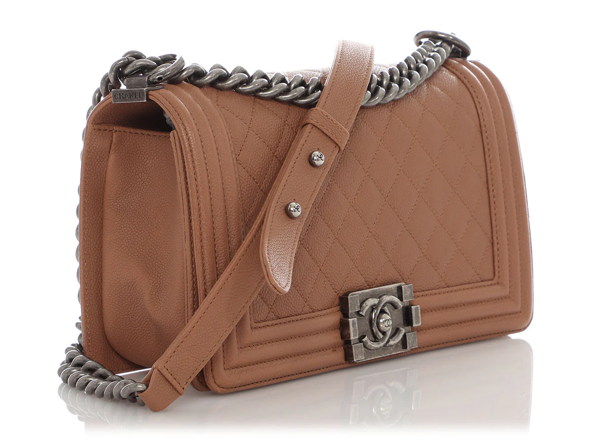Chanel Old Medium Tan Caviar Boy Bag - Image 6
