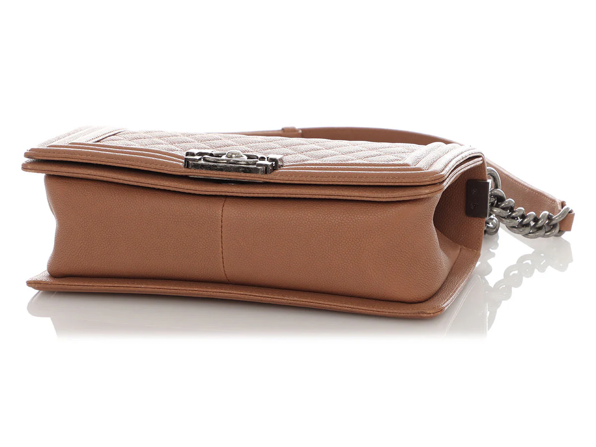 Chanel Old Medium Tan Caviar Boy Bag - Image 7