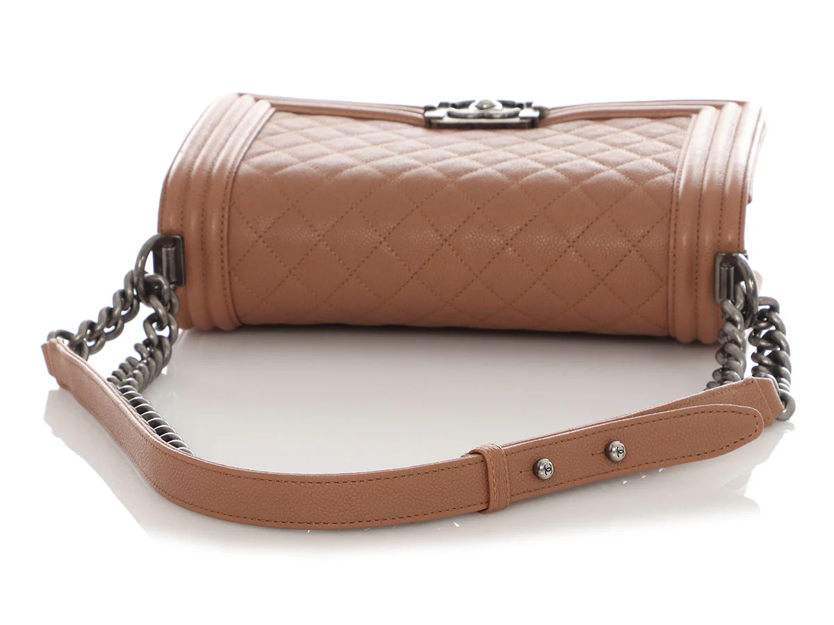 Chanel Old Medium Tan Caviar Boy Bag - Image 8