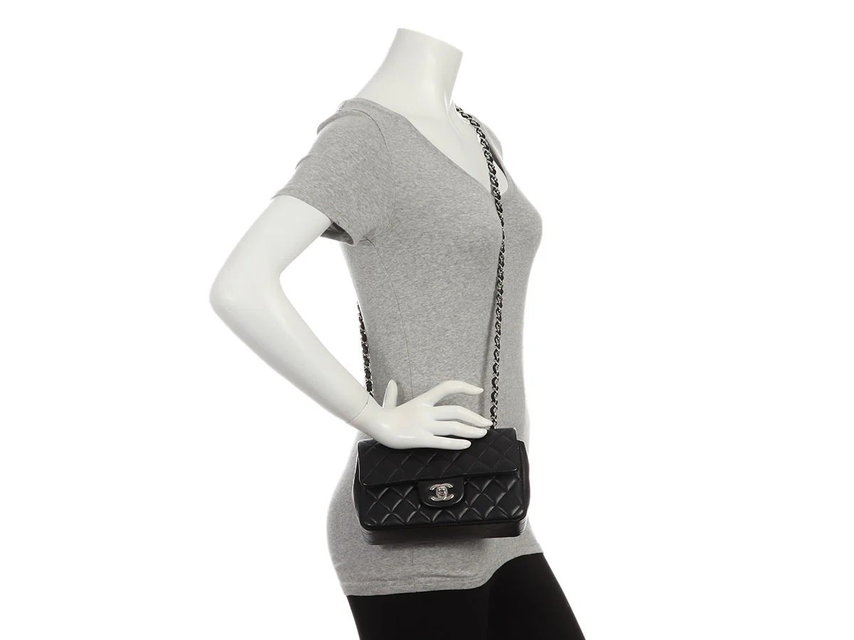 Chanel Mini Black Quilted Lambskin Rectangular Classic - Image 10
