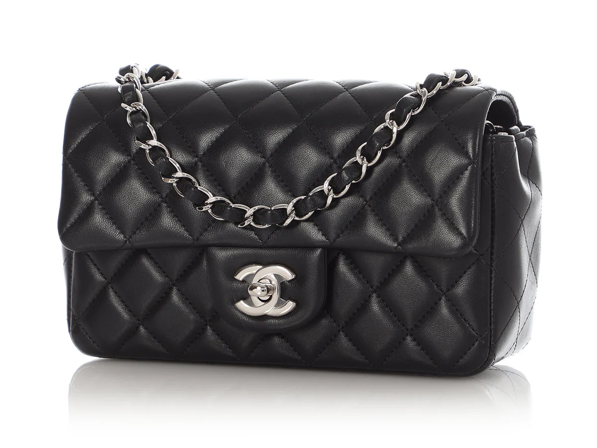 Chanel Mini Black Quilted Lambskin Rectangular Classic - Image 3