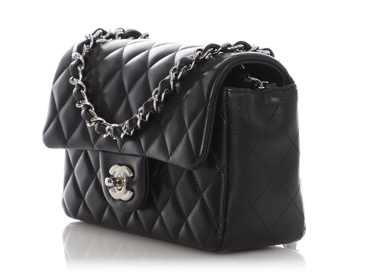 Chanel Mini Black Quilted Lambskin Rectangular Classic - Image 4