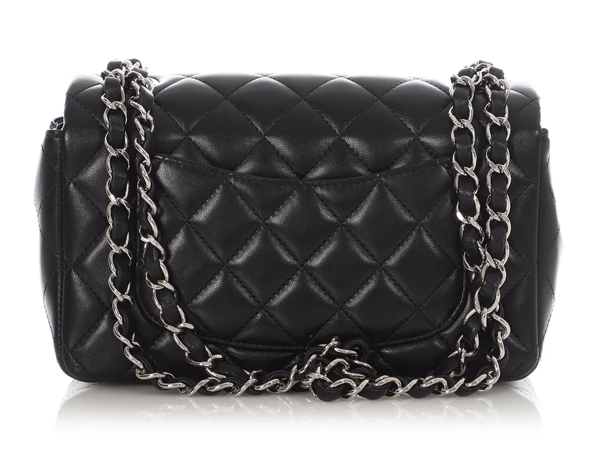 Chanel Mini Black Quilted Lambskin Rectangular Classic - Image 5