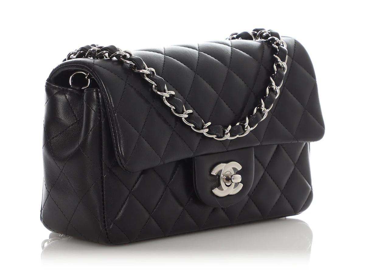Chanel Mini Black Quilted Lambskin Rectangular Classic - Image 6